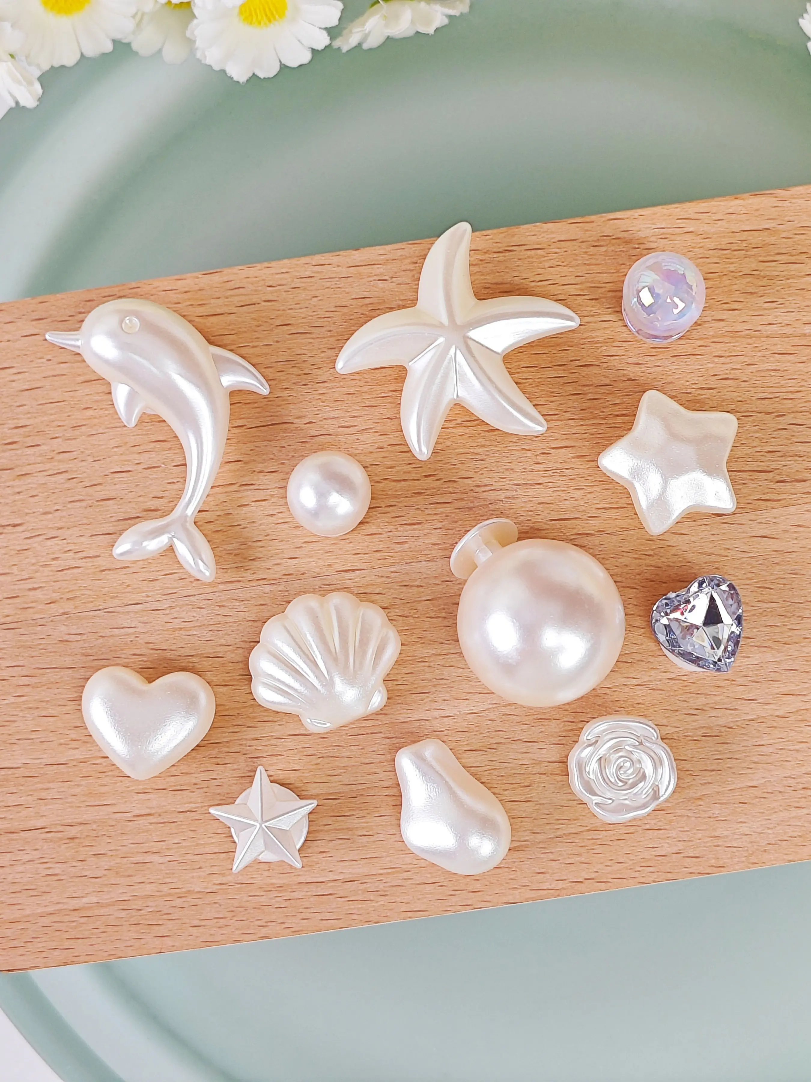 12pcs DIY Shoe Charms, Star Dolphin Shell Heart Flower Decorations, Lightweight Non-Metallic, Y2K Fashion, Eva Sandals, Holiday Gift