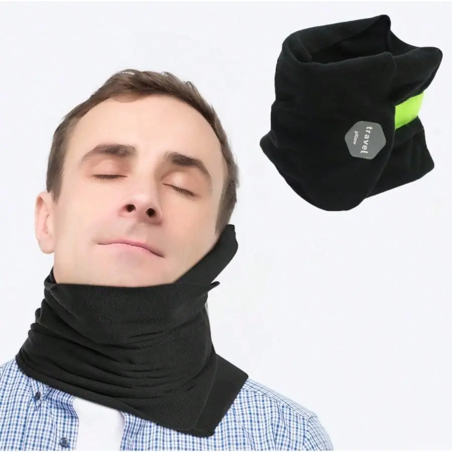 Soft Fleece Neck Support Pillow, Lightweight Wrap-Around Cushion for Bathroom, Travel, Airplane, Car & Office