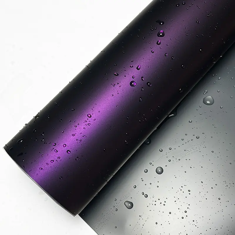 PET Ultra Matte Ghost Black Purple Metallic Car Vinyl Wrap Film With Air Release Self Adhesive DIY Motorcycle Sticker Decal