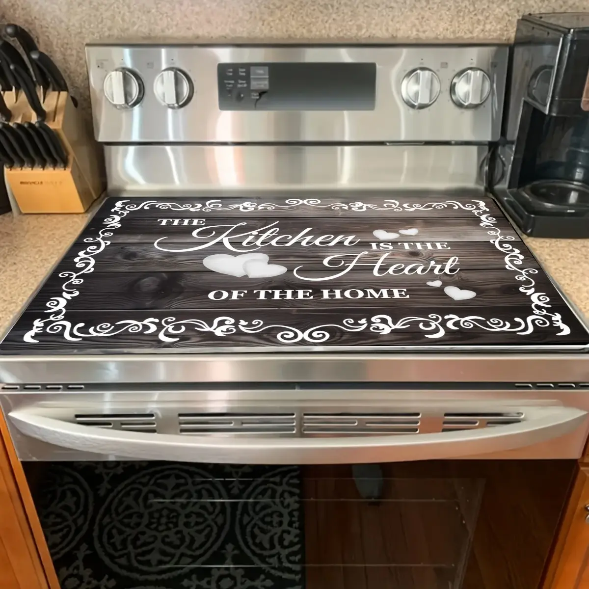 1pc of Diatom Mud Glass Stove Top Cover -- 28.5X20.5 Scratch Resistant Rubber Protective Pad - Multi-Functional Kitchen Ceramic Cooker, Coffee & Dish Drying