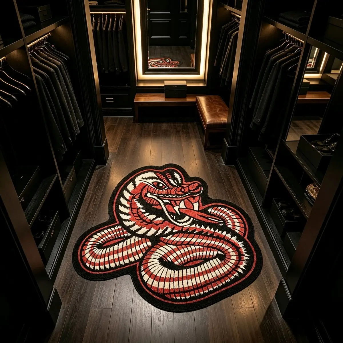 Unique Retro Street Style Cobra Rug, Gothic American Artistic Carpet, Washable Stain-Resistant, Home Decor for Living Room Bedroom