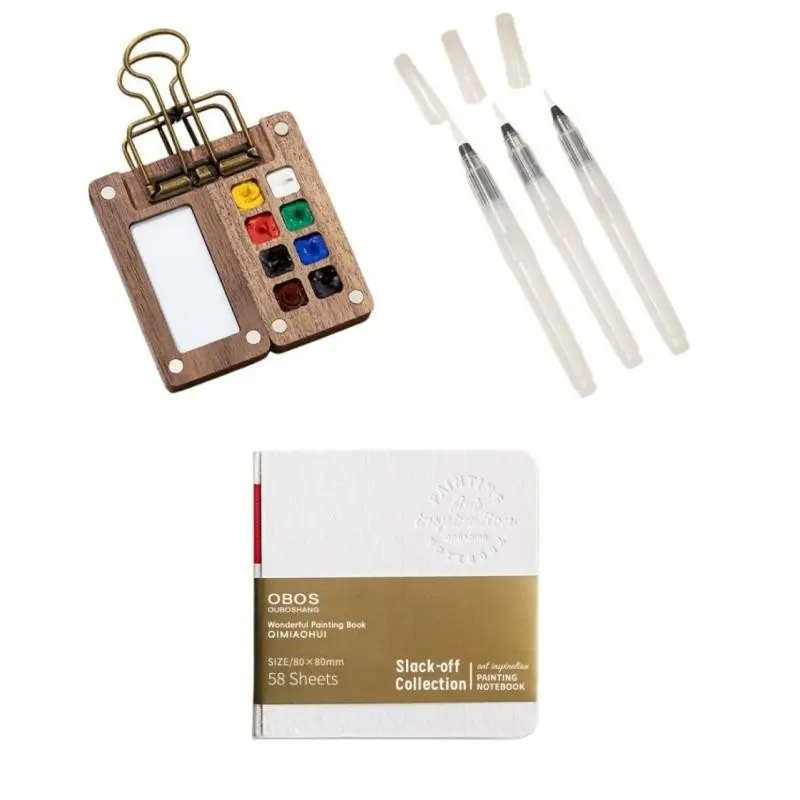 Mini Portable Watercolor Travel Set, Travel Palette, Sketchbook with Binder, Ideal for Artists, Painters, Students, Art Supplies
