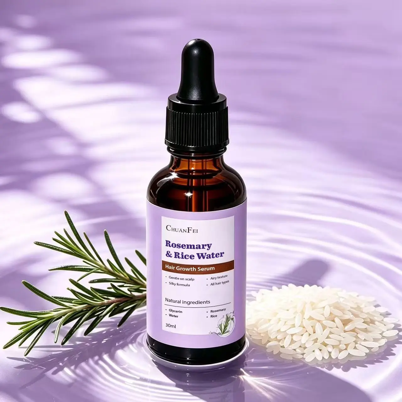 30ML Natural Rosemary Rice Water Hair Essence, Rosemary Oil For Hair Growth, Reduces Hair Loss, Deep Nourishment, Smooths Hair, Improves Frizz, Scalp Care, Haircare, Rosemary Hair Growth Oil