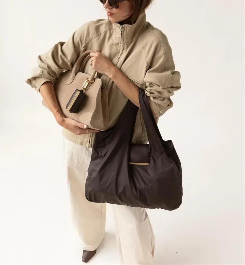 2026 Keychain Tote Bag,Foldable Environmentally Friendly Shopping Bags, Expandable Leather Mini Bags with Key Ring, Portable Handbag for Daily Errands Gift