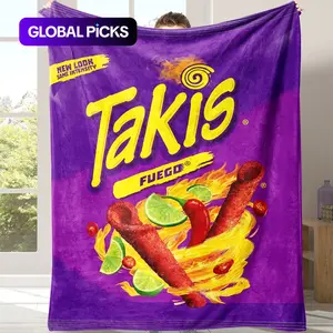 Takis Fuego Flannel Throw Blanket, 1 Count Soft Winter Blanket, Warm Nap Blanket for Home Office, Travel & Camping, Flannel Blankets, Food Themed Blanket