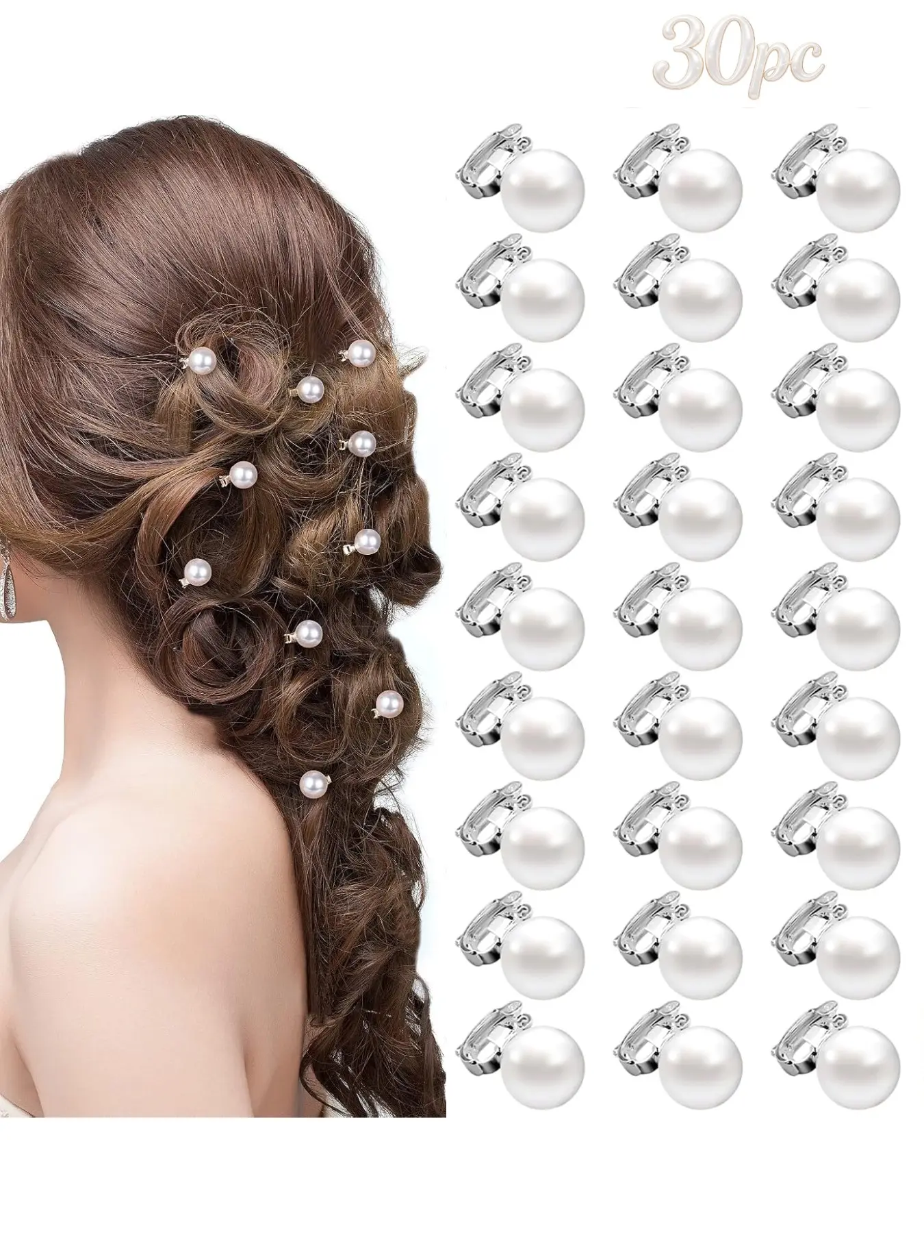 30Pcs Pearl Hair Clips for Women & Girls, Mini Pearl Hair Pins and Barrettes for Braids, Alloy Side Bead Hair Buckle Accessories, Cute Elegant Hair Decorations for Braided Hairstyles, Easy to Wear Hair Jewelry for Daily Wear, Wedding, Party & Halloween