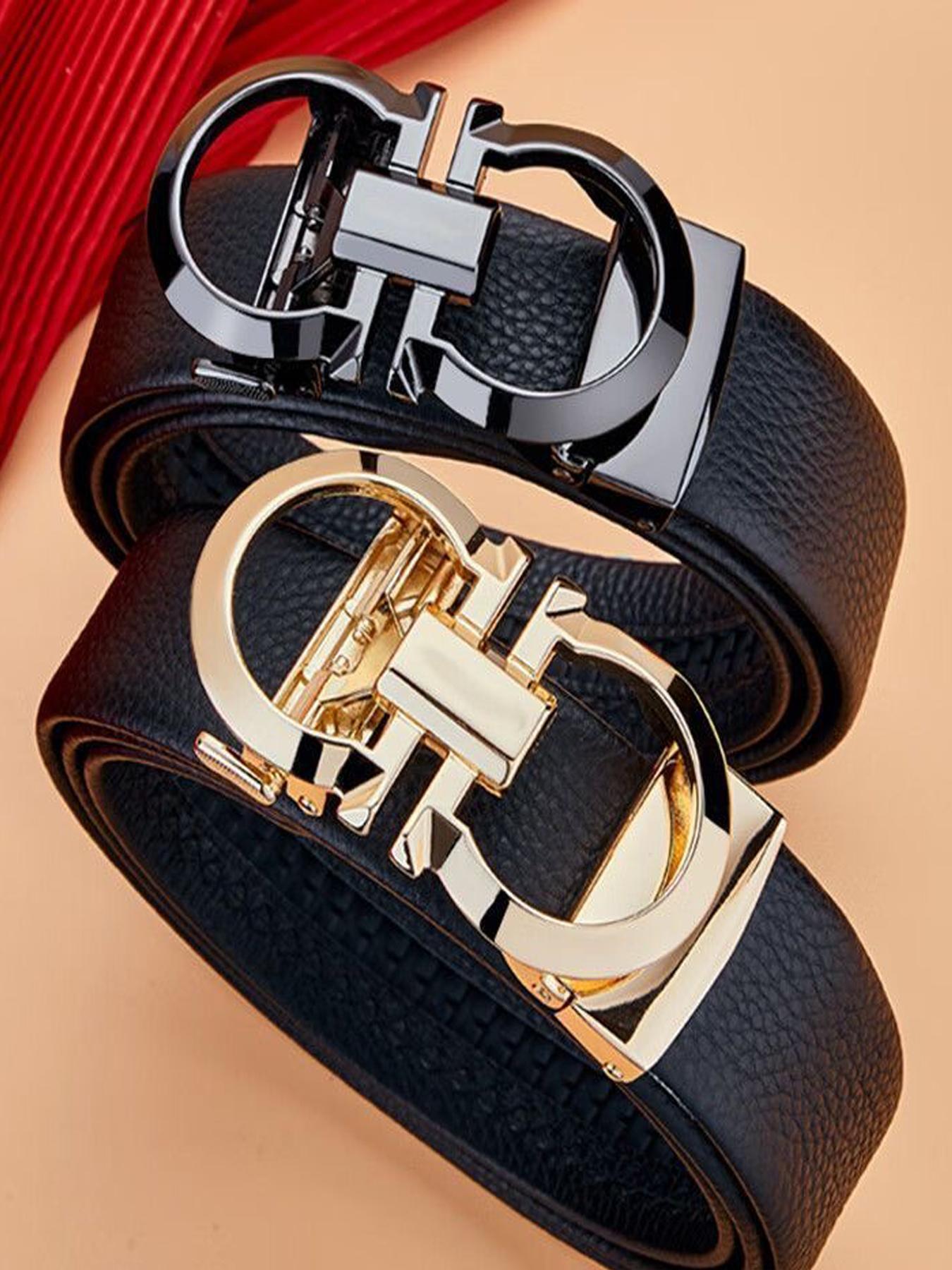 2026 New Arrival Men's PU Leather Belt, Automatic Buckle Business Casual Belt, All-Season Textured Design Men's Belt, Belt with Buckle