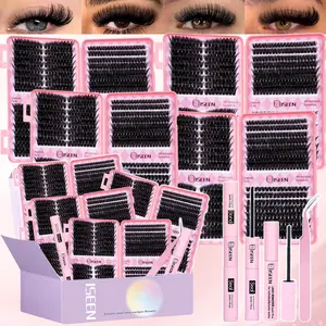 Lash Clusters Kit Mixed 8-16mm D Curl, Natural & Fluffy Volume Individual Lashes,Lash Clusters Kit with Long-lasting Lash Bond ,Seal  ,Remove,Tweezers . DIY Eyelash Extensions Easy to Apply for Beginners, Perfect Gift for Women