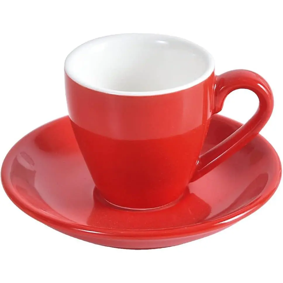 Porcelain Espresso Cup with , Espresso shot Cup, 80ml/2.7Oz, Red…