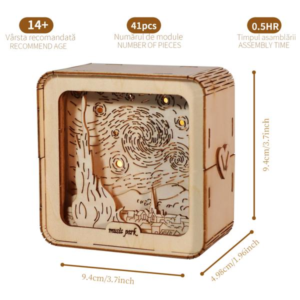 3D Wooden Puzzles For Adults Starry Sky Model Kit Night Lights Desk Decorations Birthday Gifts For Women