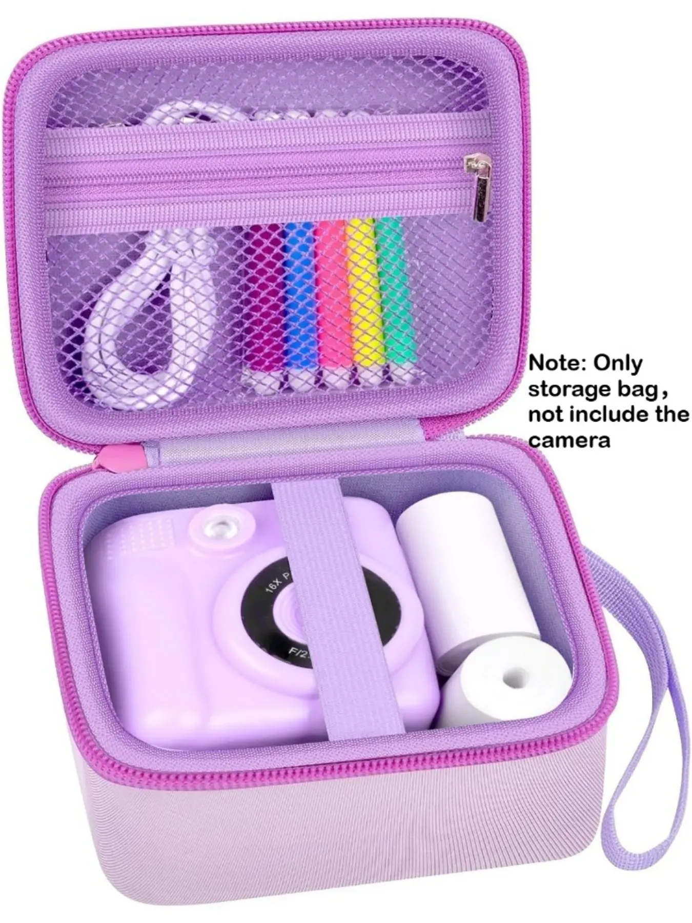 Kids Instant Print Camera Case for ESOXOFFORE for Dylanto, or GREENKINDER,for Gofuly,for DUDUDRAGON,for Zostuic Digital Video Prints Camera,Hard Shell,Mesh Pocket,Strap