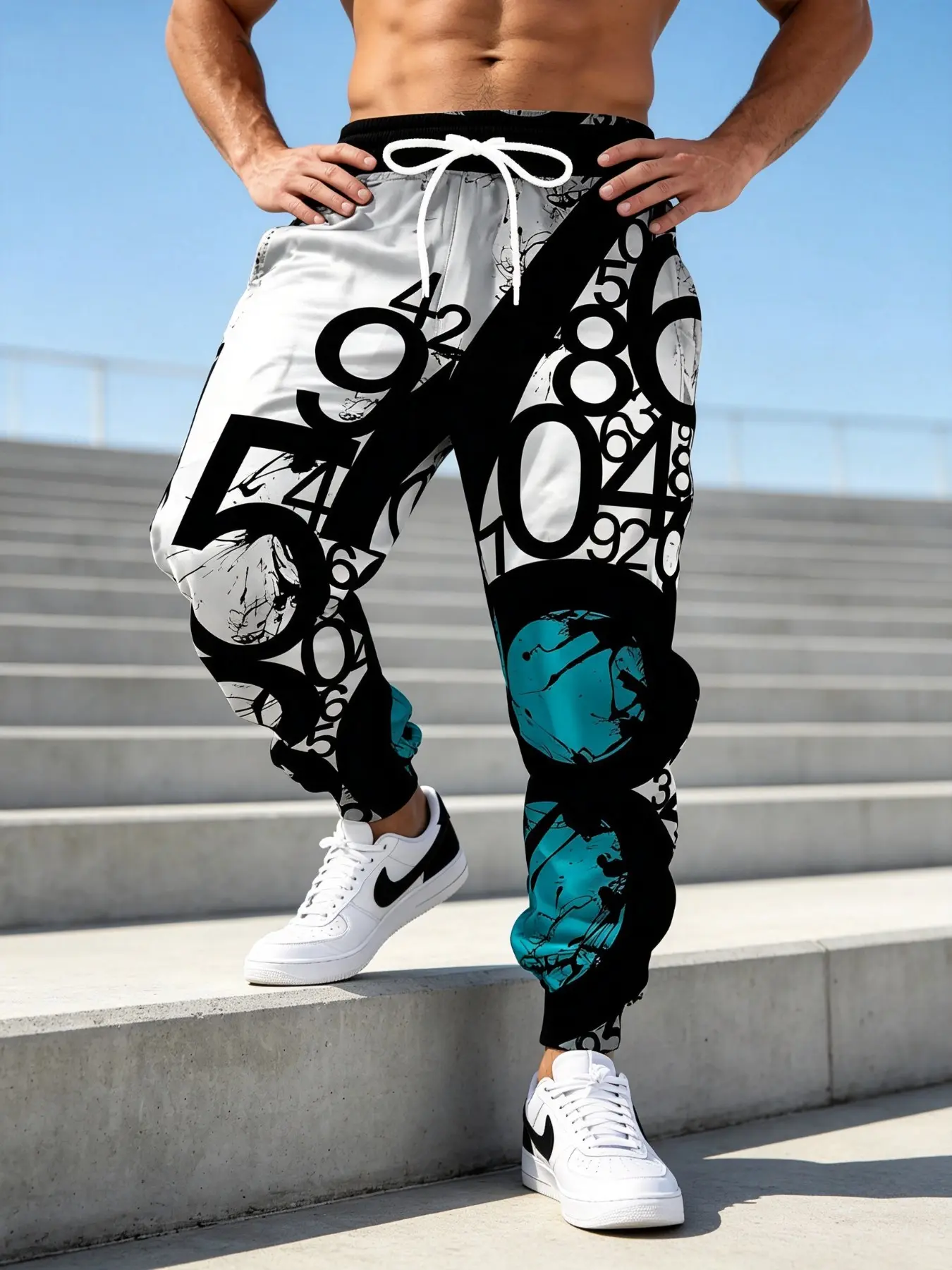 Men's Boho Style Sweatpants, Loose-Fitting All over Print, Spring & Fall Fashion, Drawstring, Outdoor Streetwear