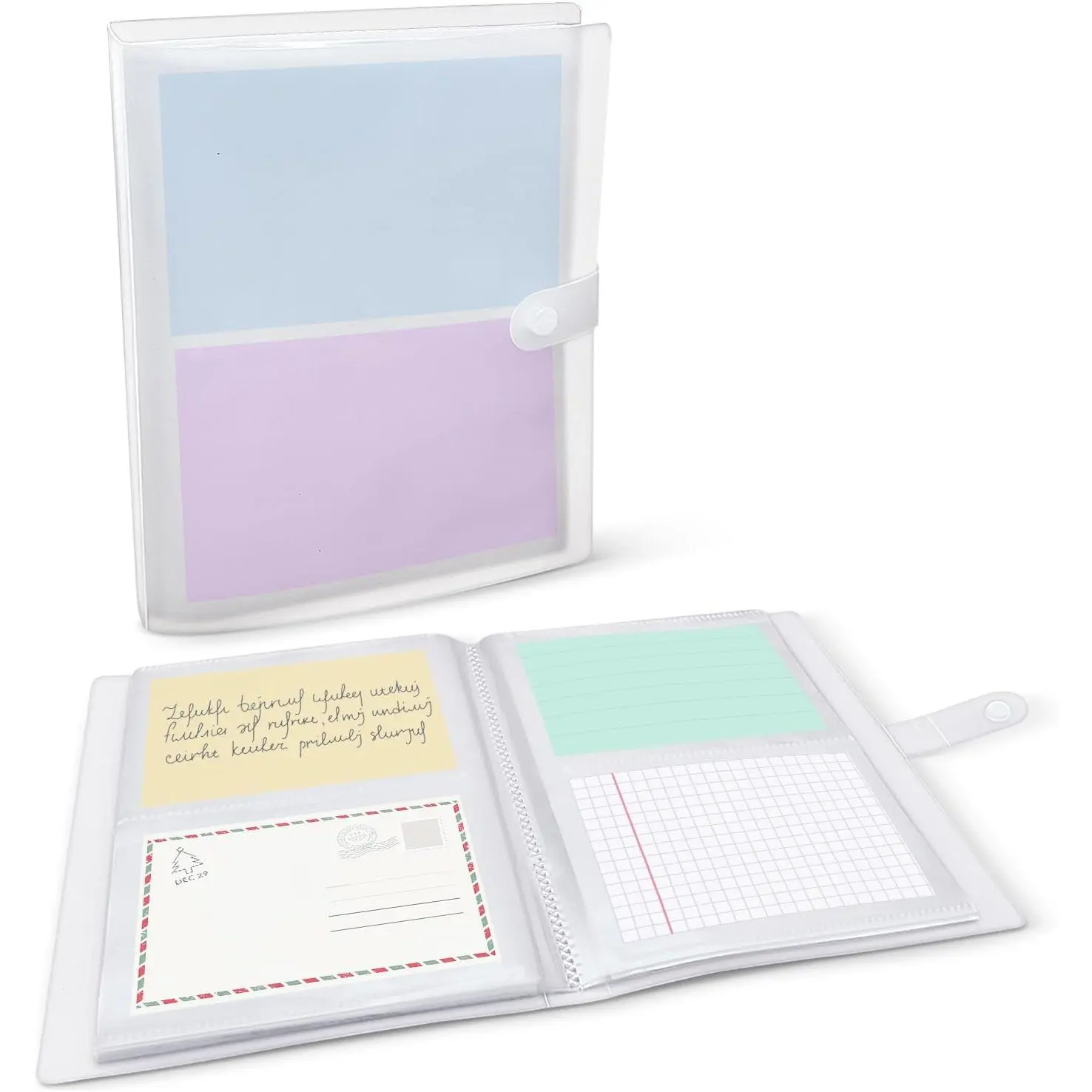 Index Card Holder, Holds 200 Cards, Clear Card Binder Organizer Flashcards, Recipe Cards, Note Cards (3″ x 5″)