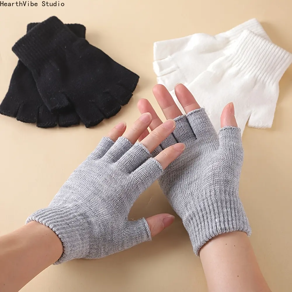 Thickened full-finger 3-color thermal gloves, for men and women, suitable for autumn and winter.