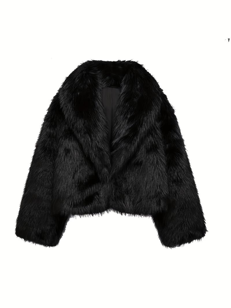 [Luxury Fur Coat] Luxury Women's Thick Fur Coat - Elegant Winter Jacket with Button Front Closure, Non-Stretchy Outerwear for Cold Weather, Chic Coat for Everyday & Formal Events