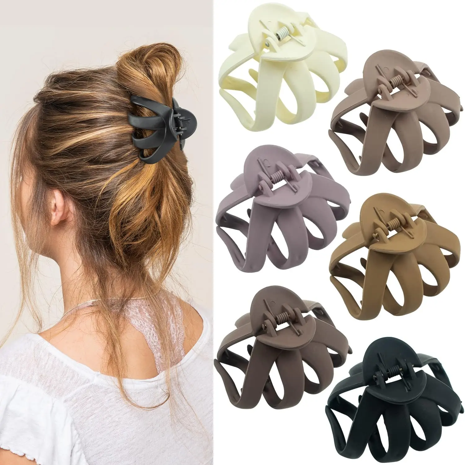 2.8 Inch Medium Octopus Hair Clips for Women, Matte Claw Clips for Thin Hair,  Hold Non-slip Spider Octopus Clip for Fine Hair Jaw Clips