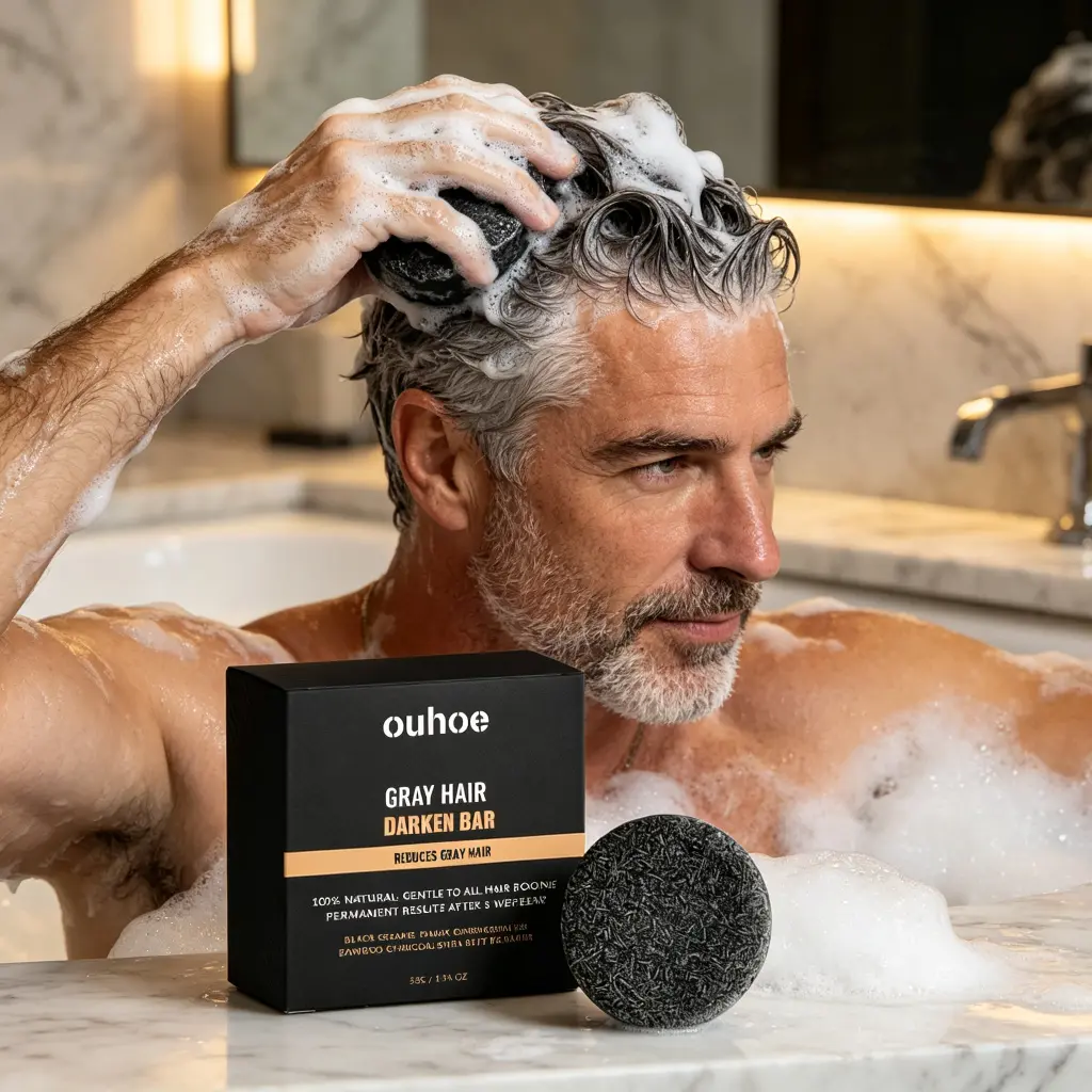 Men's Gray  Reverse Shampoo Bar | Natural Darkening  & Beard Wash | Sulfate-Free Anti-Gray Treatment