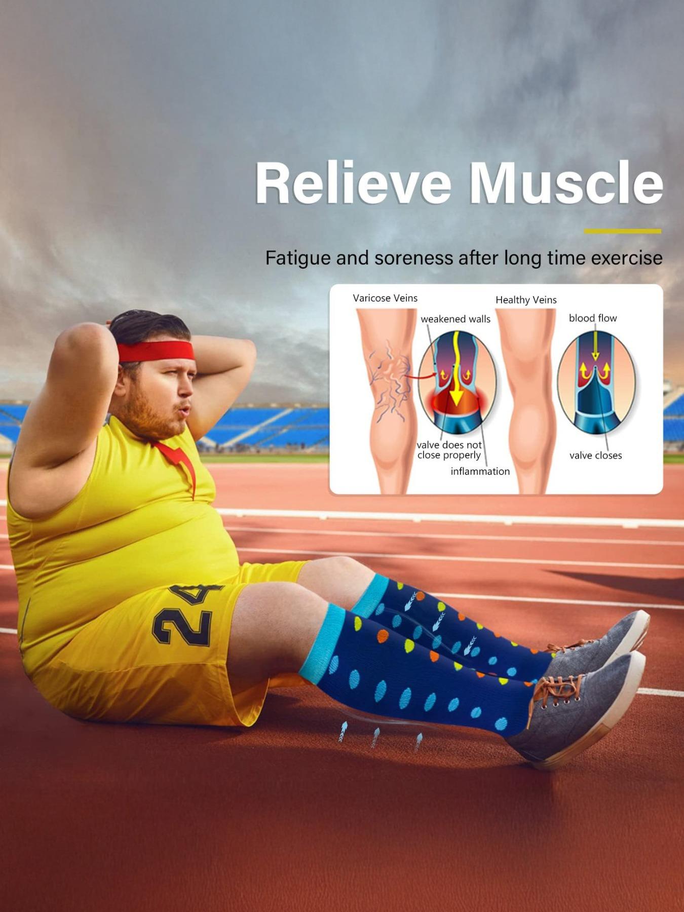 Unisex's Colorful Heart Print Compression Socks, Sports Socks for Circulation, Running, Nurses, Pregnant Women, Sports Socks for Men & Women, Athletic Running Socks