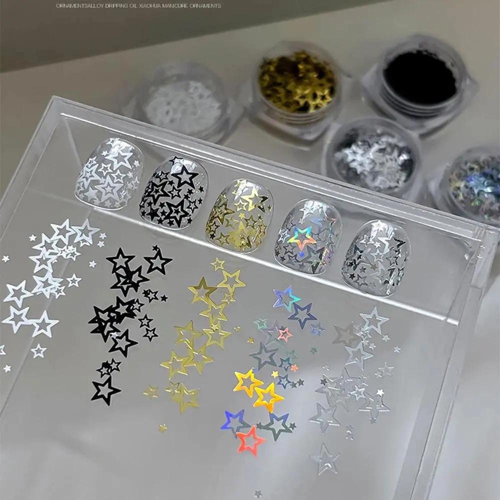 5 Bottles Set Ultrathin Nail Sequins Laser Hollow Stars Colorful Hollowed Nail Decorations for Home DIY Manicure Glittrer Decor, Glitter Nails, Diy Enthusiasts