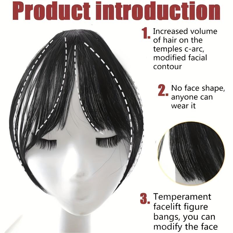 Women's high-temperature resistant synthetic straight hair wig, with fluffy side bangs, basic style, with clip-on bangs, suitable for daily and party wear