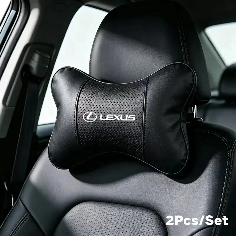 2pcs Leather Breathable Headrest, Car Seat Neck Pillow Support Pad, Compatible with Lexus Models, Automotive Interior Accessories