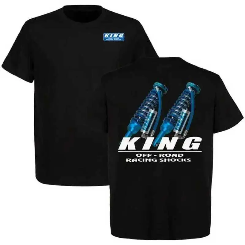 King Off Road Racing Shocks T Shirt Blue Shock Absorber Graphic Automotive Enthusiast Outdoor Adventure Wear