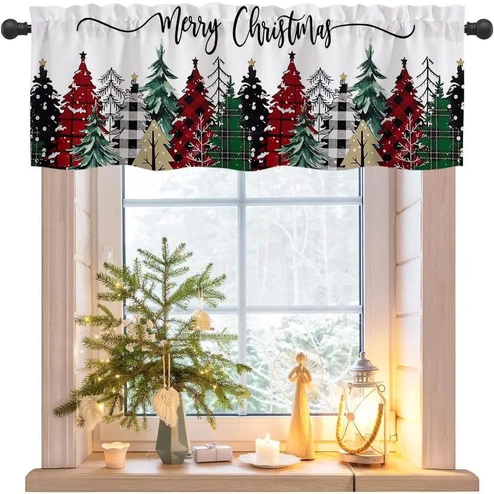 Christmas Valances for Kitchen Windows, Kitchen Valances 54x18 in |  Valance Curtain, Rod Pocket Window  Valance for Kitchen, Bathrooms, Living Room