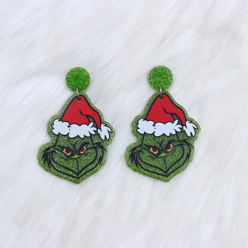 2026 Christmas Earrings Classic Cartoon Series Metal Acrylic Drop Earring for Woman Girl New Year Christmas Party Gift