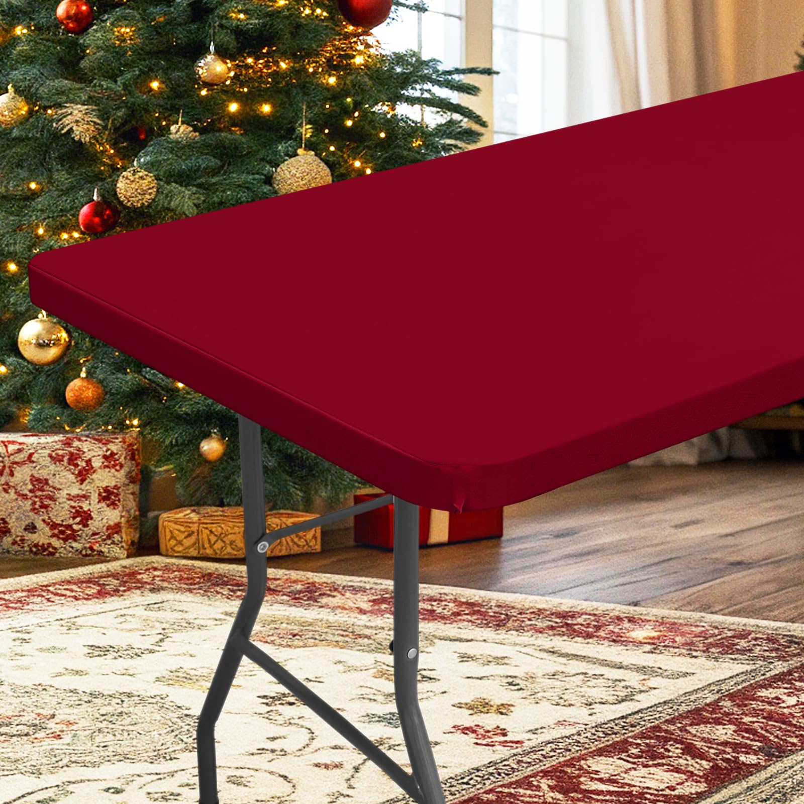 Hapihappy Rectangle Waterproof Table Cover Outdoor Picnic Camping Tablecloth Polyester Elastic Fitted Table Protector For Dinner