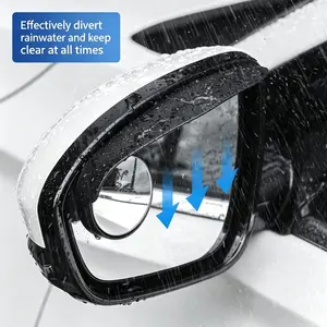 2Pcs Suction Cup Blind Spot Mirror, 360° Adjustable Round Convex Wide Angle Mirror, Rearview Mirror Rain Eyebrow, Enhanced Visibility Safety Accessory for Parallel Parking & Driving