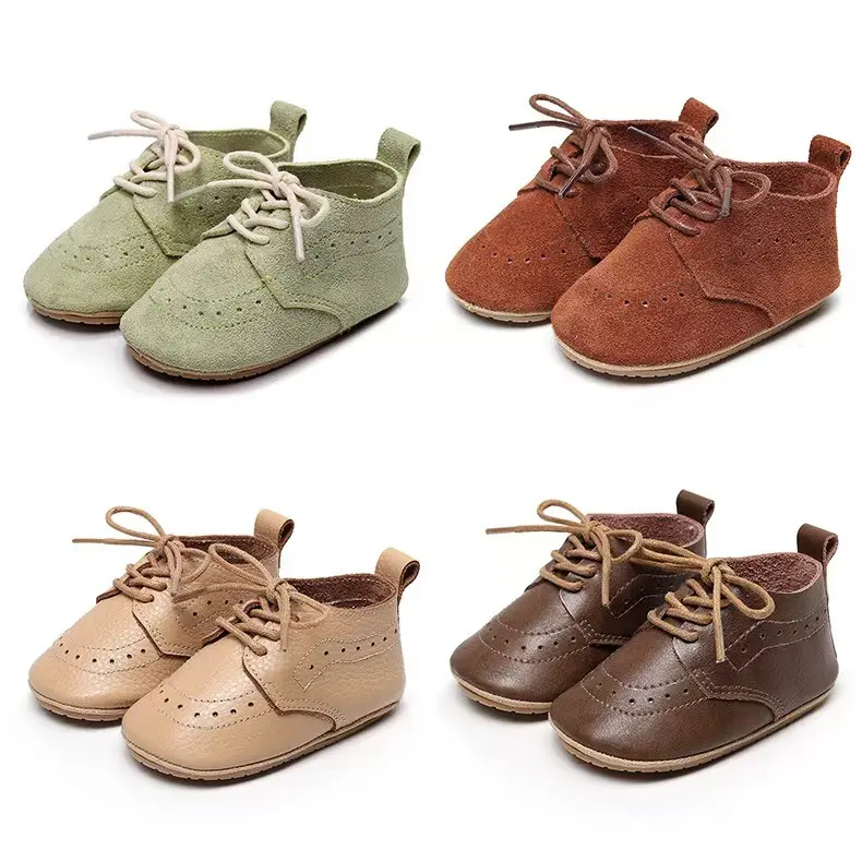 Infant Baby Boys Girls Classic PU Leather Wedding Loafers Brogue Toddler Oxford Dress Shoes First Steps Walking Flat Lazy Crib Shoe