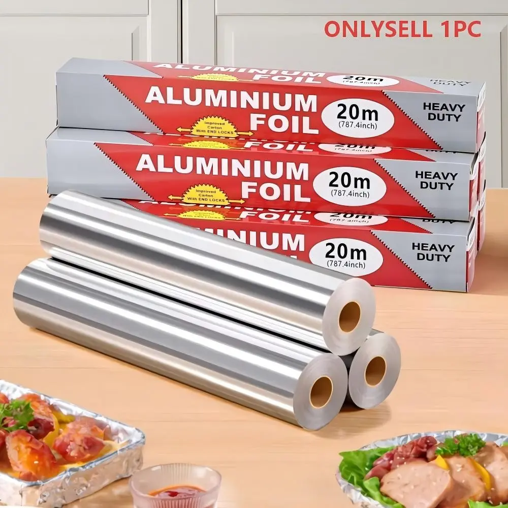Premium thickened aluminum foil roll, Aluminum foil food covers, 393.7/787.4 inches long, multi-layer heat-resistant, suitable for baking, barbecue and cooking, suitable for home and outdoor use, an essential tool for kitchen baking