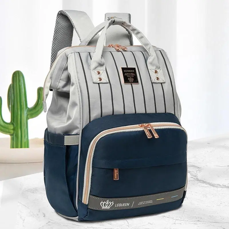 Original Lequeen Diaper Bag Backpack Maternity Bag for Baby Large Capacity Travel Mommy Baby Stroller Bag Waterproof Nappy Bags