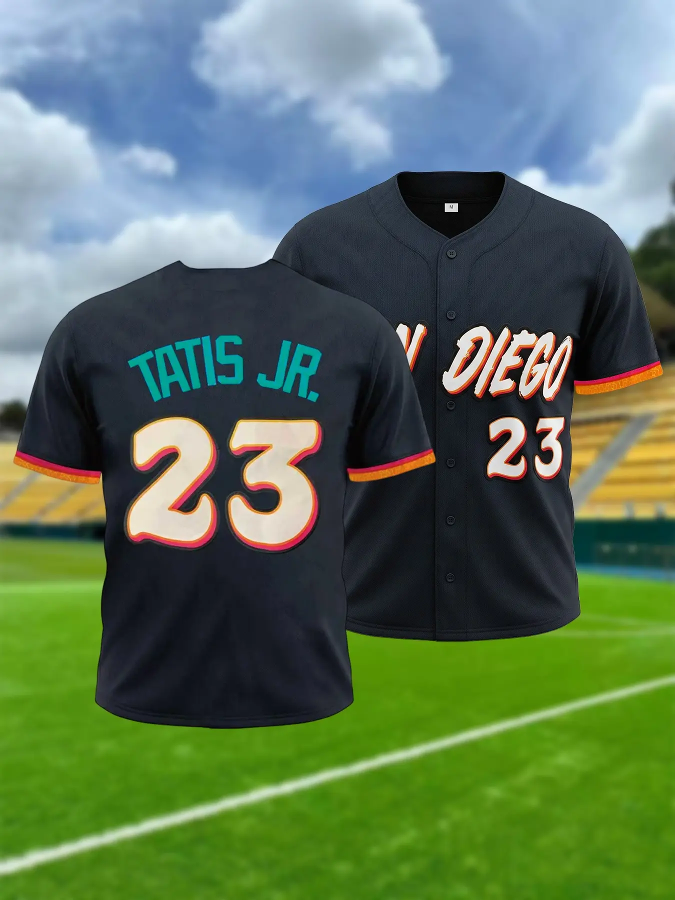 Men's #23 Sports Baseball Jersey, San Diego City Edition Black Neon Stitched Jersey for Baseball Fans Game Day Party