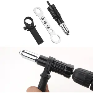 Pop Rivet  Adapter Kit, Rivet Drill Attachment with 4 Rivets Heads 2.4mm/3.2mm/4.0mm/4.8mm, Cordless Rivet  Power Drill Adaptor Kit, Cordless Electric Drill Riveter Insert Nut Tool