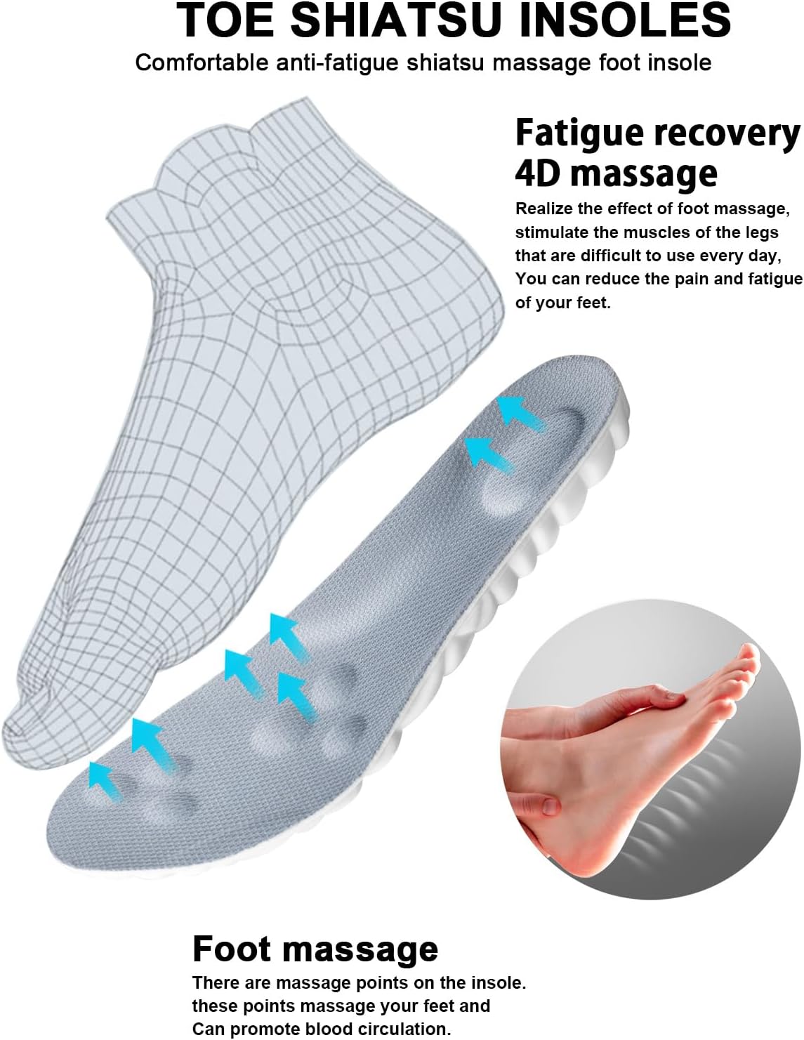 4D Insoles Cloud Technology Insole Super Soft, Ultra Comfort Insoles, 4D Sports Shoes Insoles, Height Insole for Men and Women