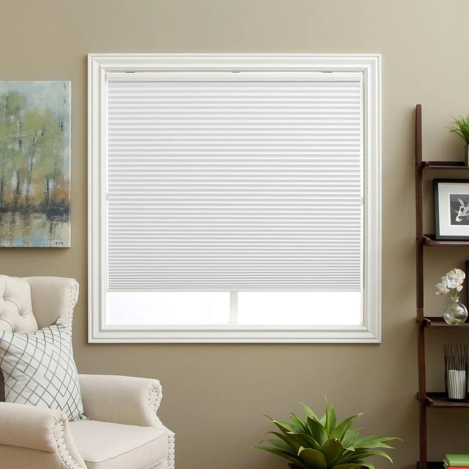 Cordless Blackout Honeycomb Cellular Window Shades, Fabric Blinds, White (Blackout), 29" W x 64" H
