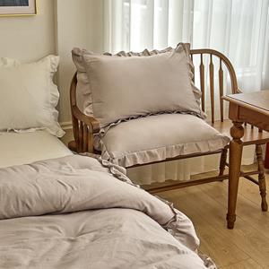 Taupe Comforters Queen Size Set, Vintage Boho Chic Farmhouse Bedding Sets Shabby Ruffle Queen Bed Comforter Bedding 3PCS(1 Comforter and 2 Pillowcases)