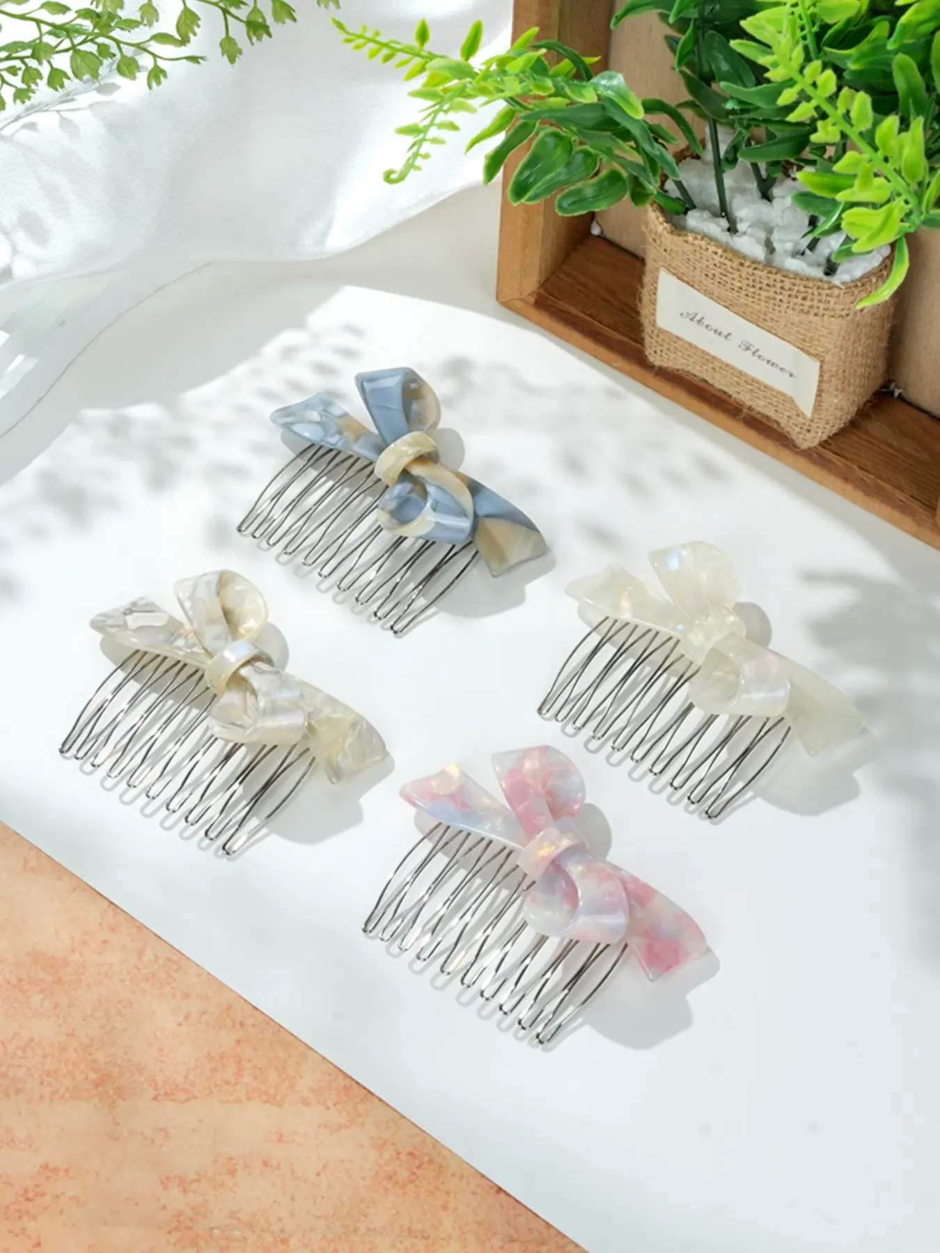 Fantasy Bow Hair Comb, Dreamy Girl Style Hair Accessory, Half Ponytail, Bun, Low Chignon, Skull Shaping, Face Slimming