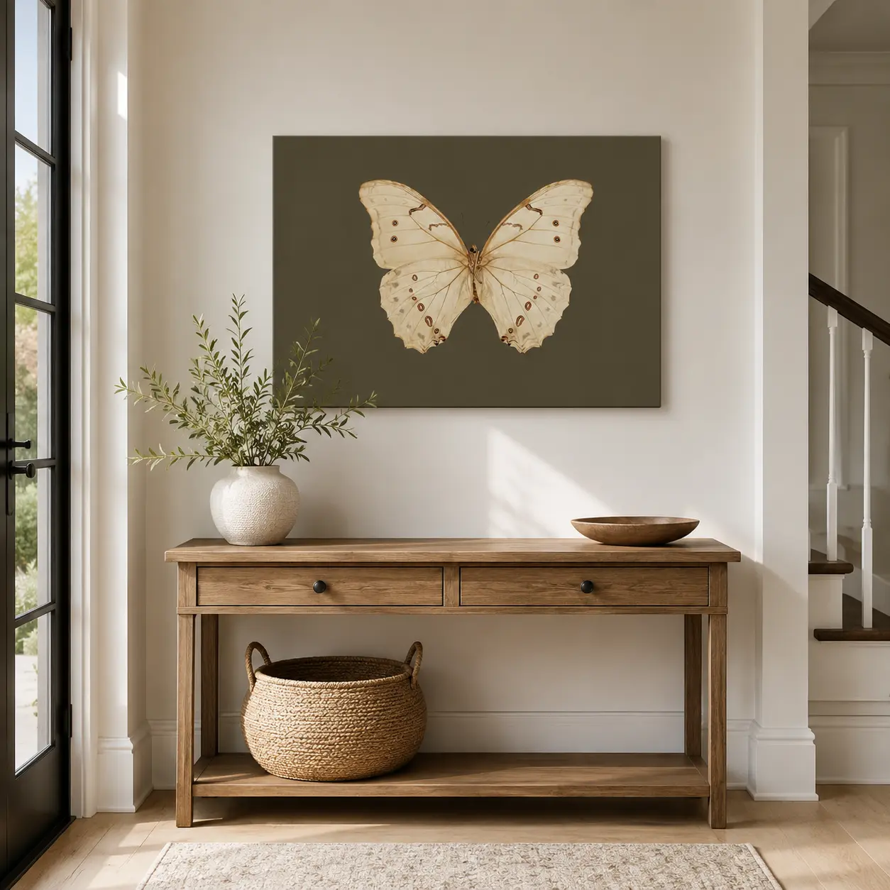 Wall Art Vintage Butterfly Canvas Wall Art Poster White Butterfly Moody Insect Artwork Prints Picture for Living Room Bedroom Farmhouse Bathroom Office Decor