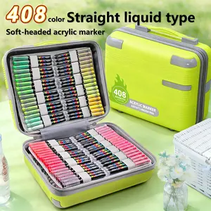 408 Color/360 Color Liquid Soft Tip Acrylic Markers, Student Use Non-Translucent Layerable Watercolor Pens, High-Quality Art Supplies