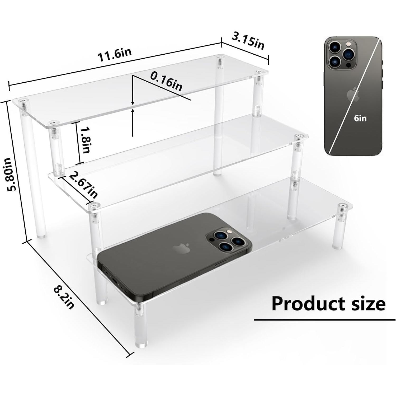 Display Risers,Clear Display Risers Stand Small Mini Shelf 3 Tiered ...