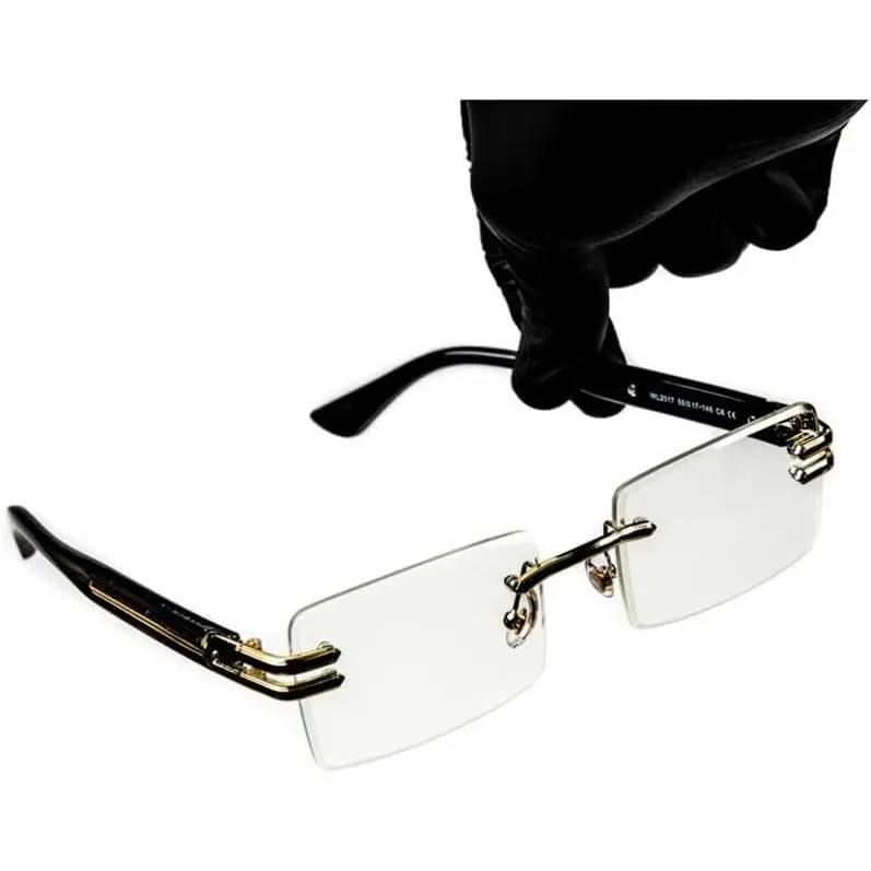 Retro   Rectangular Style Designer Rimless Clear Lens  Frame Eyewear Unisex Square Frameless Men’s Women Clear Tint Rectangle  Hop Eye Glasses