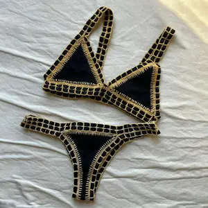 Crochet Bikini 2025 Bandeau Biquini Women Sexy Swimsuit Female Push Up Swimwear Solid Patchwork Bathing Suit Handhook Beachwear