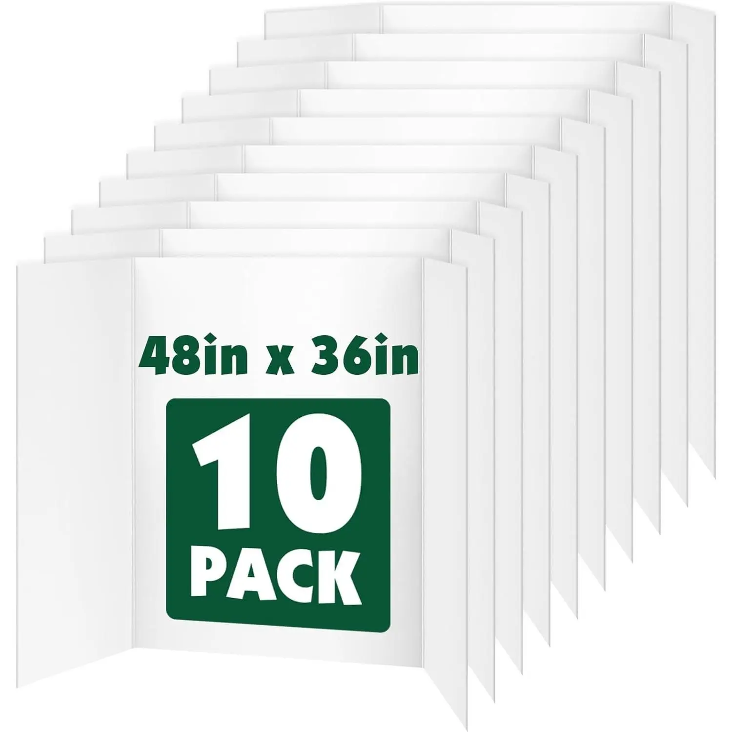 10 Pack Trifold Poster Board 36in x 48in Corrugated Project Board White Trifold Display Board for School Project Business Presentation Science Fairs Event Display