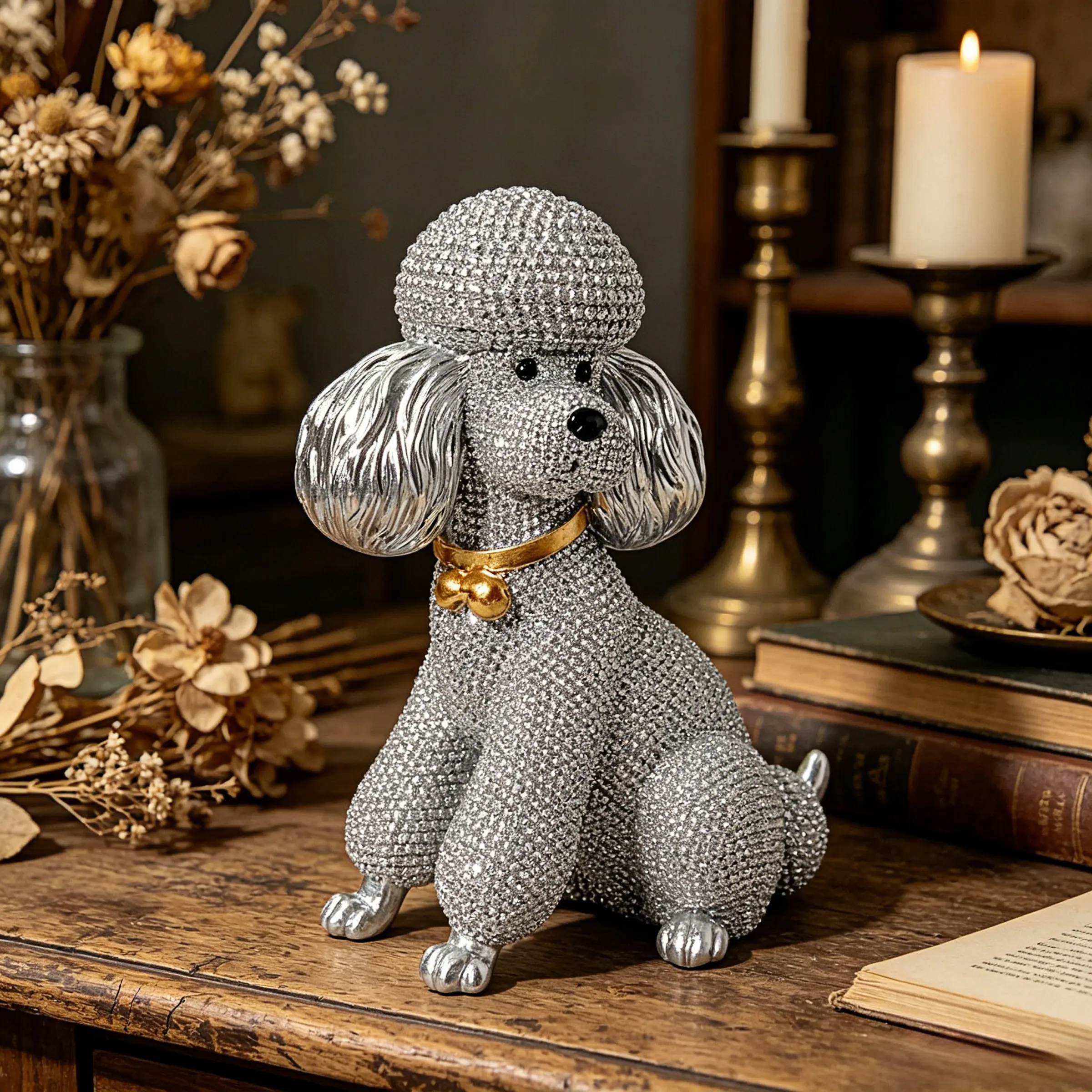 Resin Poodle Ornament, Decor Figurine, Elegant Dog Sculpture for Home Office Desk Decor, Perfect Gift for Dog Lovers, Thanksgiving Christmas Present