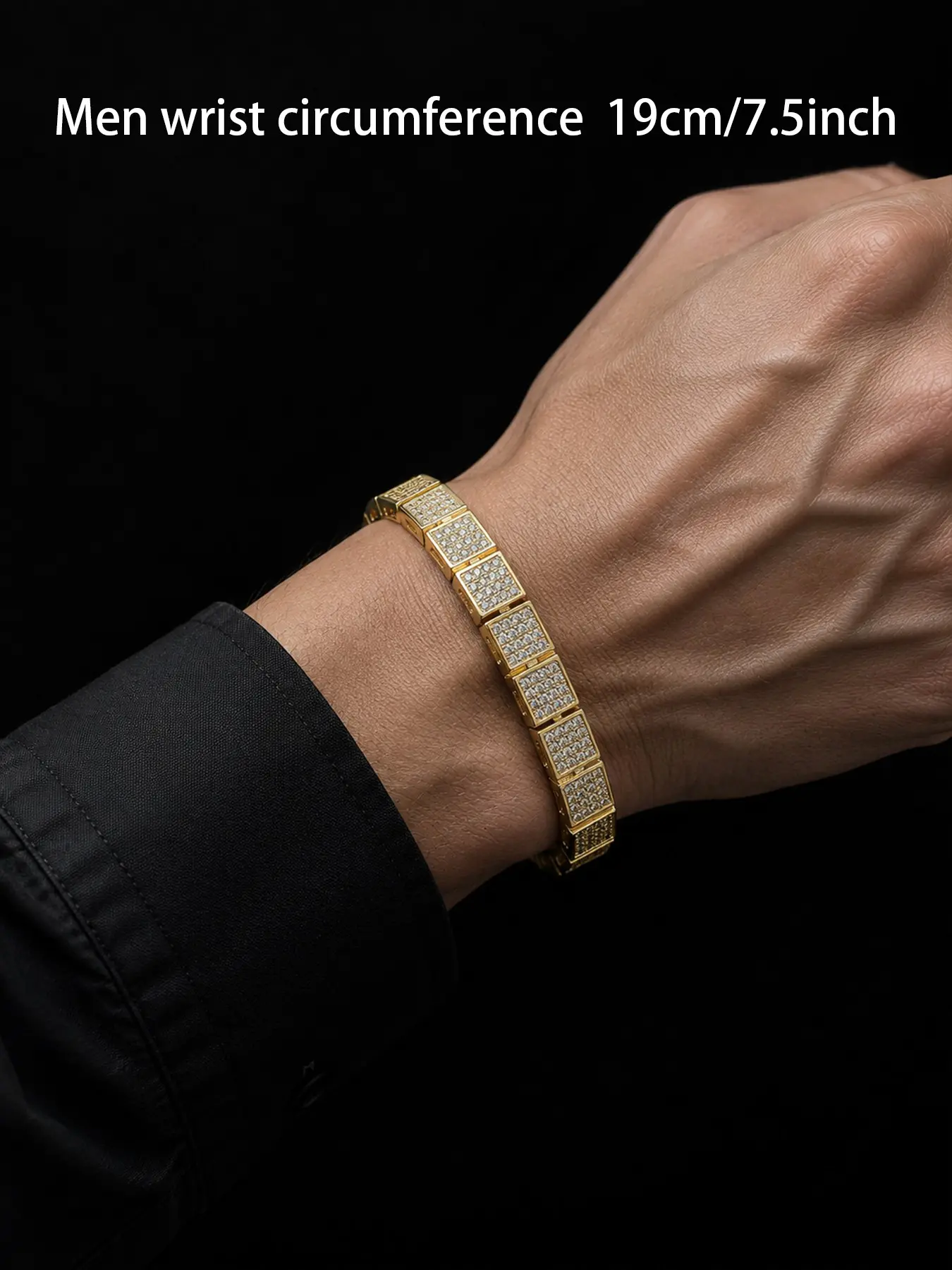 ICED CHICS 1PC square zircon hip-hop bracelet, copper inlaid zircon material, suitable for both men and women, snake bone chain, versatile style, Fashionable Bracelet, Trendy Jewellery Accessories, Cubic Zirconia Bracelet, Bracelets Jewelry