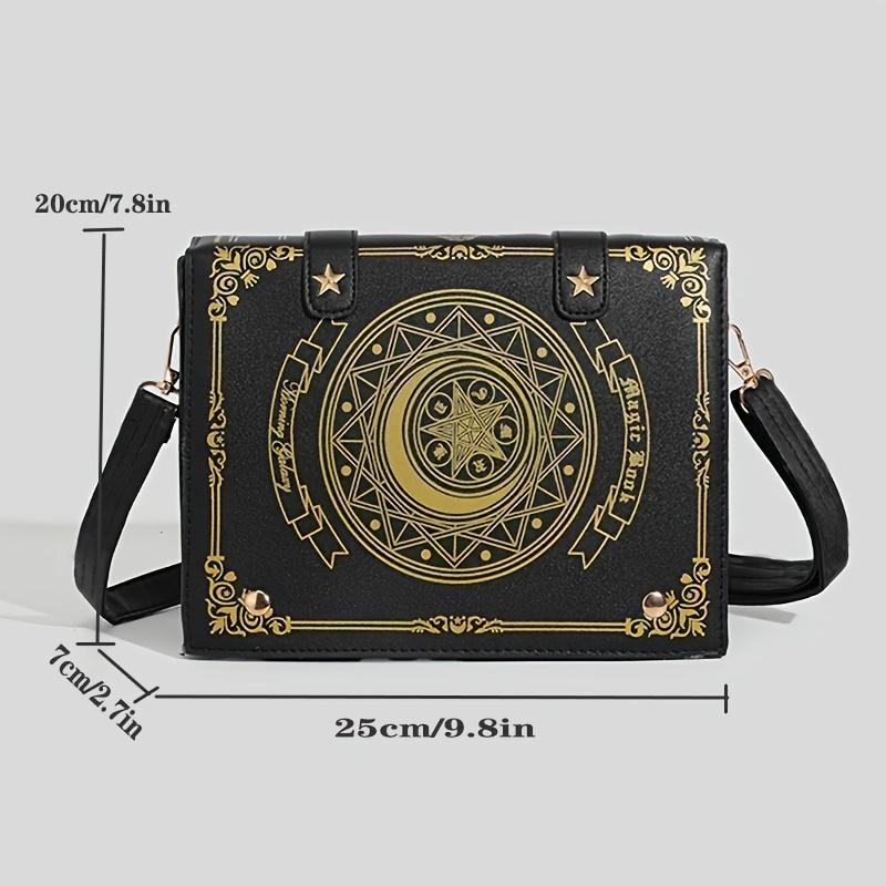 A Magical Book Crossbody Bag with a Detachable Shoulder Strap And Magnetic Flap Closure for Women. This Sweet New High-End Uniform Features a Geometric Pattern with a Comic Theme, Perfect for Students As a Shoulder Or Tote Bag for Commuting SpringStatemen