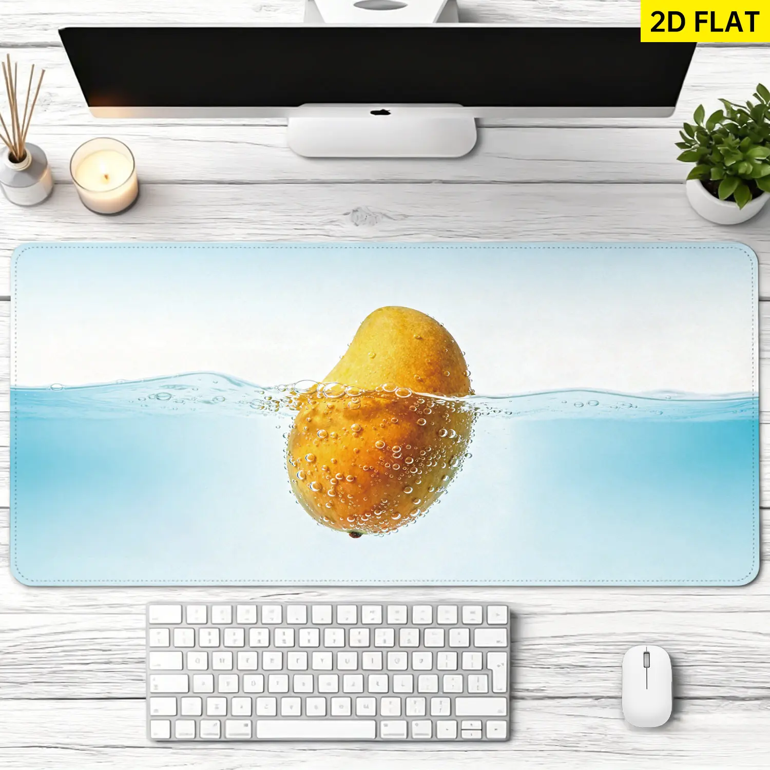Extra Large fresh yellow mango in water Mouse Pad,Non Slip Rubber Pad,Desktop Decoration Drotection Pad,Washable,Lock Edge Multi Size,Premium Multipurpose Mousepad For Office,Home,Gift for Family and Friends mousepad