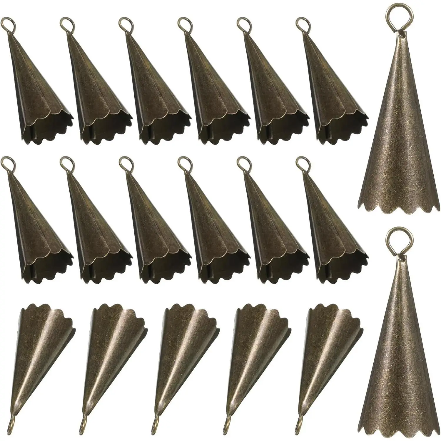 18 Pcs Vintage Witch Bells with Floral Border Hanging Wind Chimes Fengshui Bronze Tiny Bell for DIY Crafts Home Garden Door Doorbell Window Camping Pet Collar Pendant